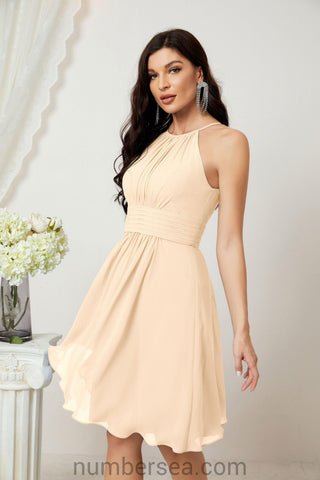 Vestidos de fiesta de bienvenida con cuello halter, vestido formal de cóctel para noche 28011 