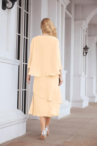 Vestido de fiesta formal de dos piezas corte A para la madre de la novia Sunderly SY28072