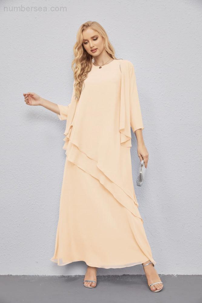 Vestidos de madre de la novia con cárdigan ligero abierto al frente, vestido formal de fiesta 28081 