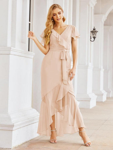 Vestidos de dama de honor Baoleely con volantes, estilo sirena, para fiestas formales, vestidos de noche, bailes de graduación y vestidos de violín 28042