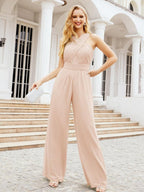 Baoleely Crisscross Neck Jumpsuit Formal Evening Dress Long Bridesmaid Dresses Bell-bottomed Pants 28033