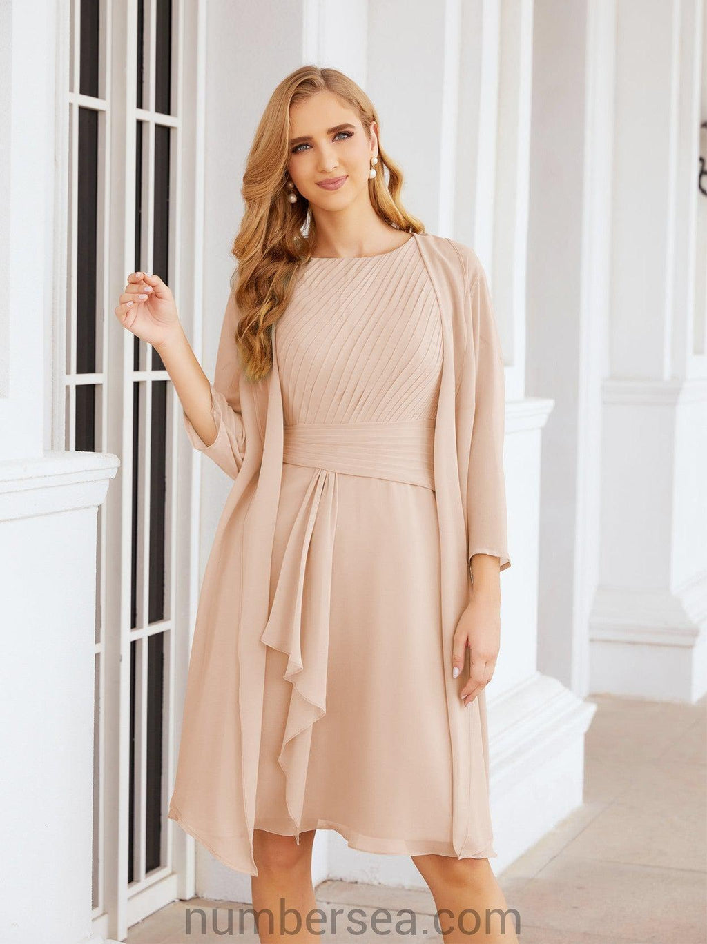Vestidos de la madre de la novia de Sunderly, vestido de graduación, vestido plisado informal SY28065