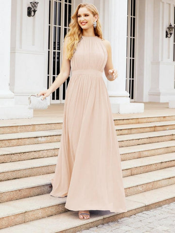 Baoleely Halter Bridesmaid Dress Empire Waist Formal Evening Prom Gown for Mother of The Bride 28030