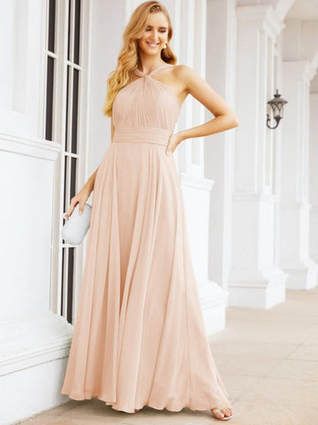 Baoleely Crisscross Halter Bridesmaid Dresses for Party Wedding Evening Prom Maxi Ball Gowns 28053