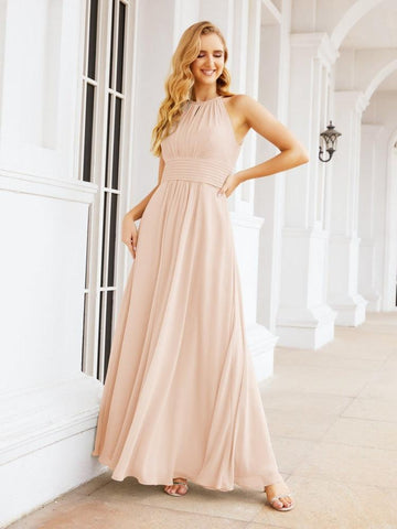 Vestidos de dama de honor Baoleely con escote tipo ojo de cerradura, sin mangas, para fiestas formales de noche y graduación 28043