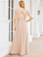 Robe de demoiselle d'honneur Sunnderly, robe de bal formelle à cape, robe dos nu pour la mère de la mariée SY28058 