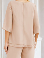 Baoleely Élégante robe mère de la mariée 2 pièces, grande taille, pantalon, volants, couches argentées, peignoir 28064
