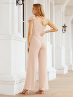 Baoleely Women's One Shoulder Long Jumpsuit Formal Evening Dress Long Bridesmaid Dresses Pants Wedding Party 28034