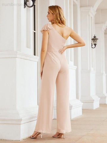 Baoleely Women's One Shoulder Long Jumpsuit Formal Evening Dress Long Bridesmaid Dresses Pants Wedding Party 28034