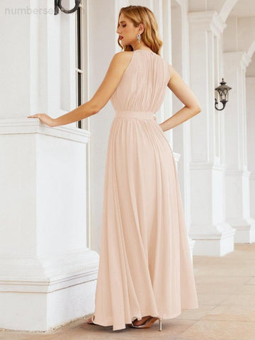 Baoleely Halter Bridesmaid Dress Empire Waist Formal Evening Prom Gown for Mother of The Bride 28030