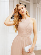 Baoleely Crisscross Neck Jumpsuit Formal Evening Dress Long Bridesmaid Dresses Bell-bottomed Pants 28033