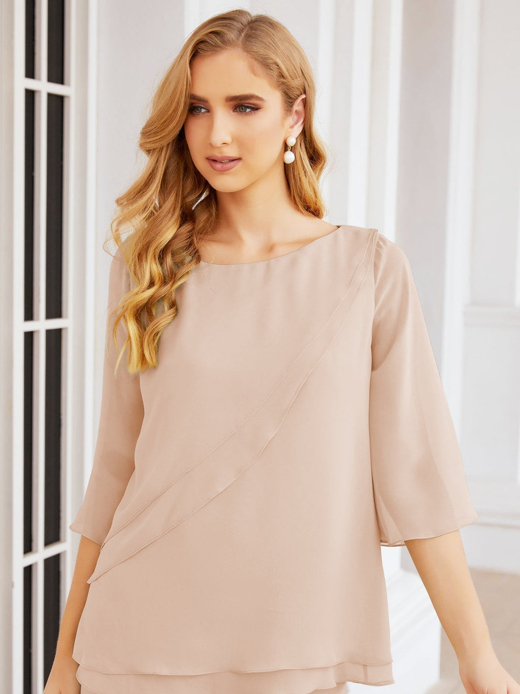 Baoleely Élégante robe mère de la mariée 2 pièces, grande taille, pantalon, volants, couches argentées, peignoir 28064