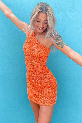 Sheath One Shoulder Sequins Homecoming Dress