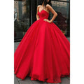 Robe de bal longue en tulle rouge à col en V, robe de soirée formelle 