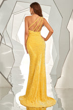 Robe de bal sirène à sequins asymétrique