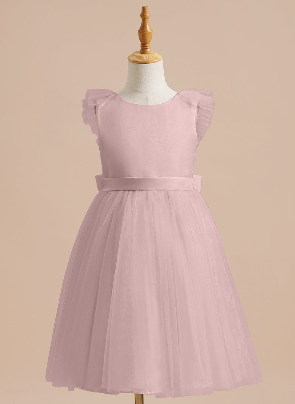 Vestido de niña de las flores de corte A, de satén y tul, hasta la rodilla 