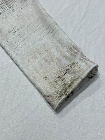 Vestidos largos de noche ajustados de manga larga con estampado, espalda con abertura, escote redondo y abertura lateral. 