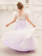 Robe de demoiselle d'honneur à traîne en tulle et dentelle amovible 