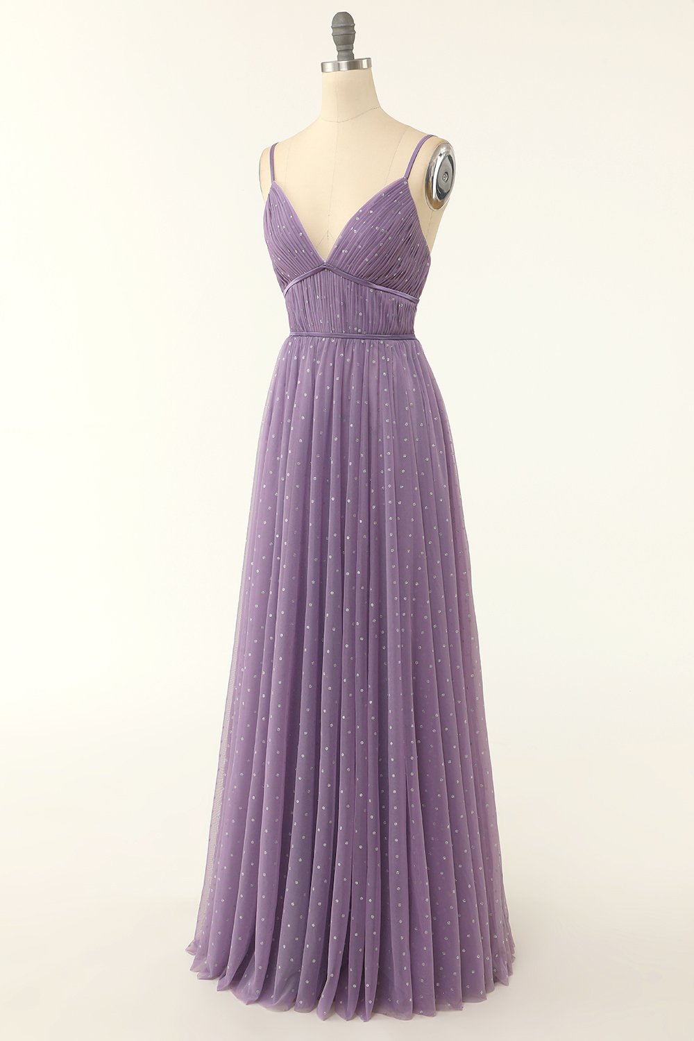 Vestido de dama de honor corte A con tirantes finos y volantes