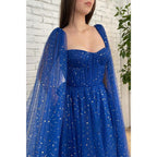 Robe de bal scintillante à bretelles spaghetti et poches pour femme 