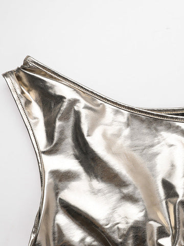 Vestidos largos de noche ajustados, sin mangas, asimétricos, plisados, brillantes, con abertura en la espalda y un solo hombro. 