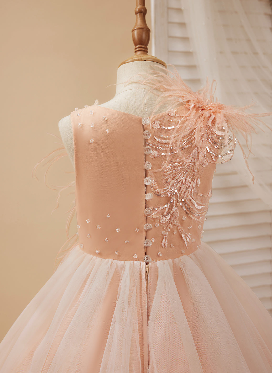 Vestido de princesa rosa para niña de las flores, estilo gala/con cola de tul. 