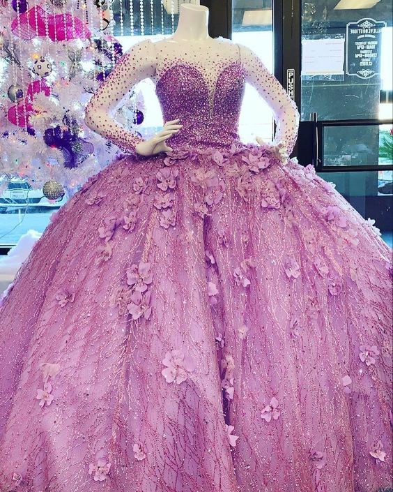 Vestido de quinceañera de lujo con cuentas y flores Y811