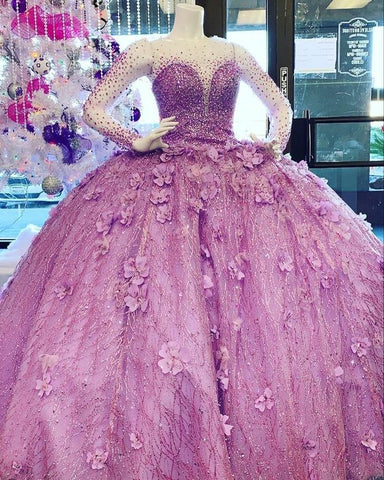 Robe de bal luxueuse ornée de perles et de fleurs pour quinceañera Y811