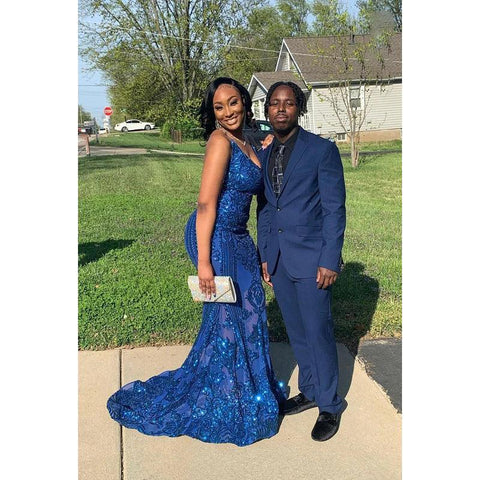 Robe de soirée sirène sexy et sexy, col en V, sans manches, fendue, paillettes