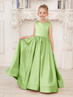 Vestido de niña de las flores de corte A, de satén y encaje, hasta el suelo 
