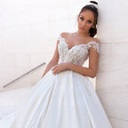 Robes de mariée sexy à épaules dénudées, coupe trapèze, dentelle appliquée, élégantes robes de mariée sans manches en satin avec perles et appliqué, parfaites pour une soirée plage.