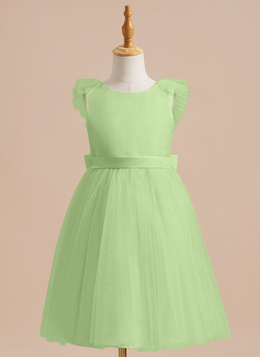 Vestido de niña de las flores de corte A, de satén y tul, hasta la rodilla 