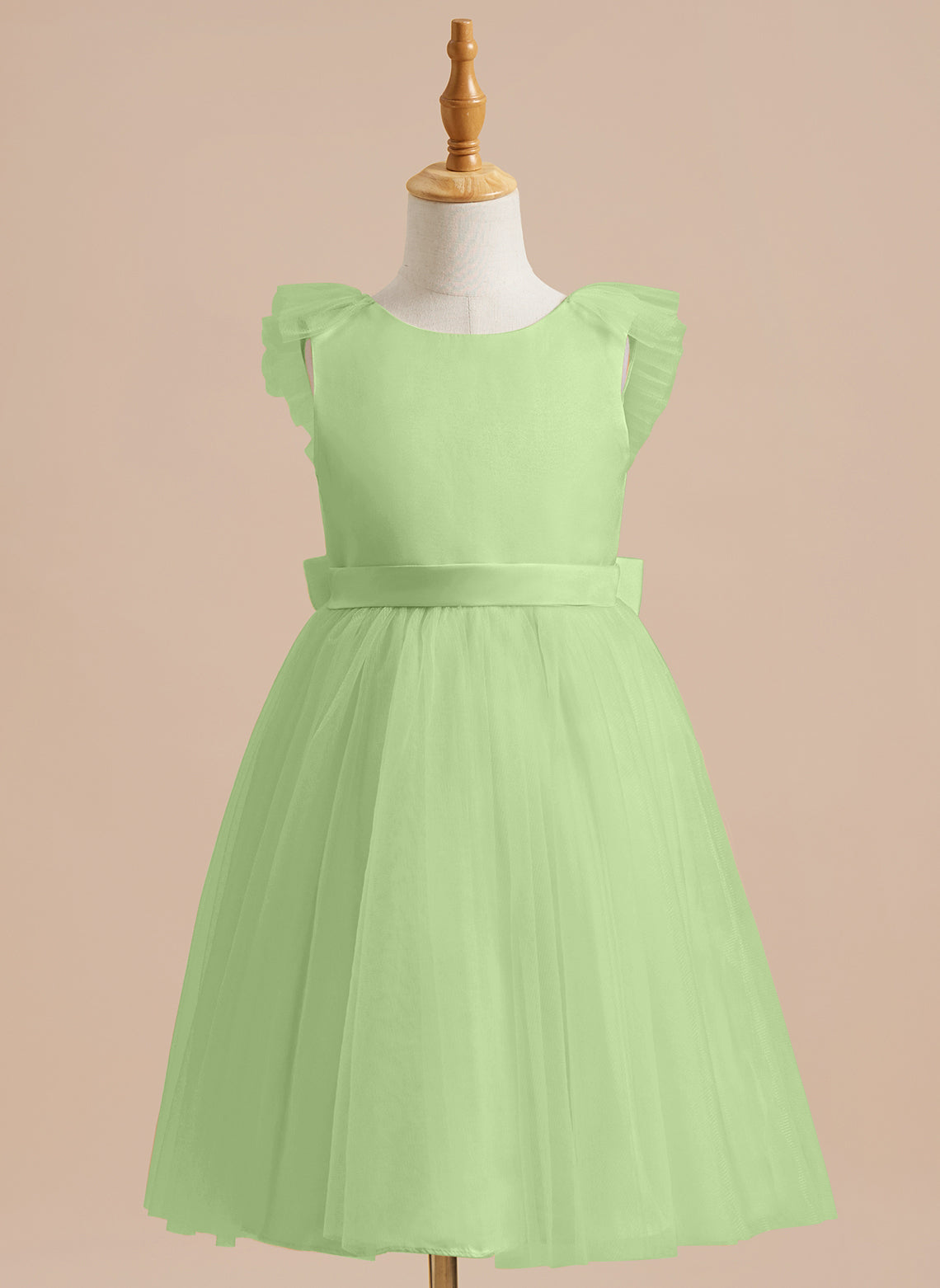 Vestido de niña de las flores de corte A, de satén y tul, hasta la rodilla 