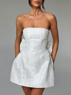 Robe mini bustier à nœud en jacquard, à la fois tendance et sexy 