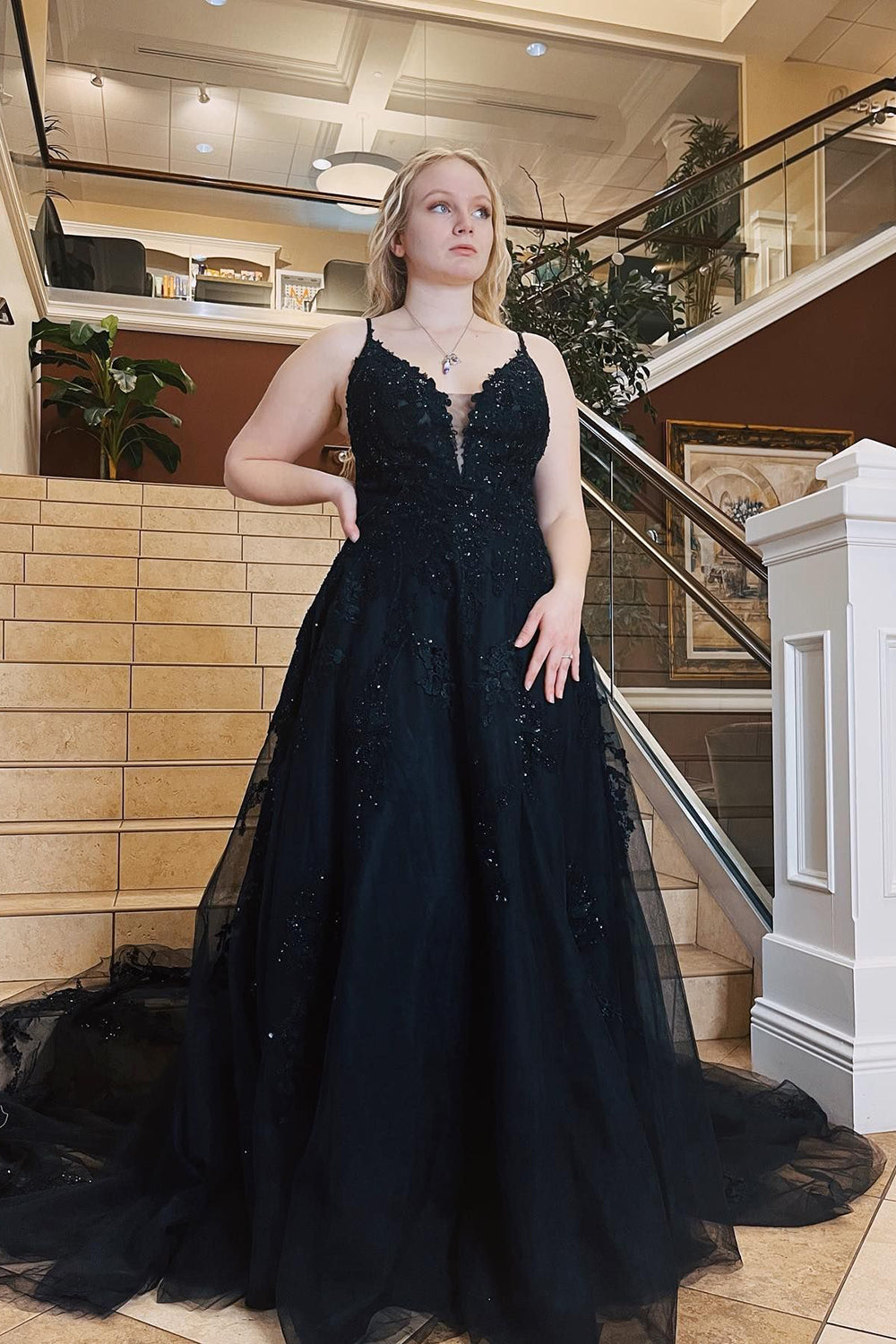 Spaghetti Straps A-Line Prom Dress With Appliques
