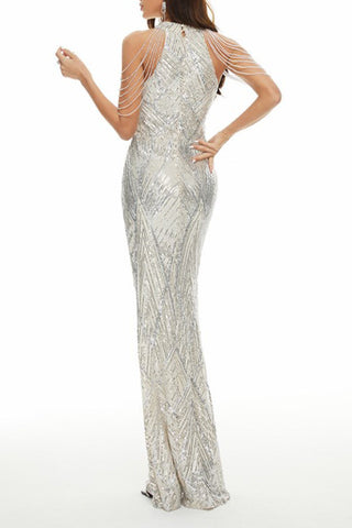 Robe de soirée élégante et formelle en patchwork uni 