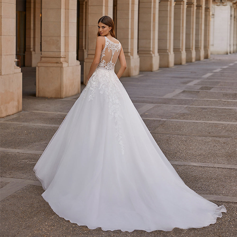 Vintage Vestidos De Novia A-line Wedding Dresses Bridal Gown  Appliques Sleeveless For Elegant Women 2023 Custom Made