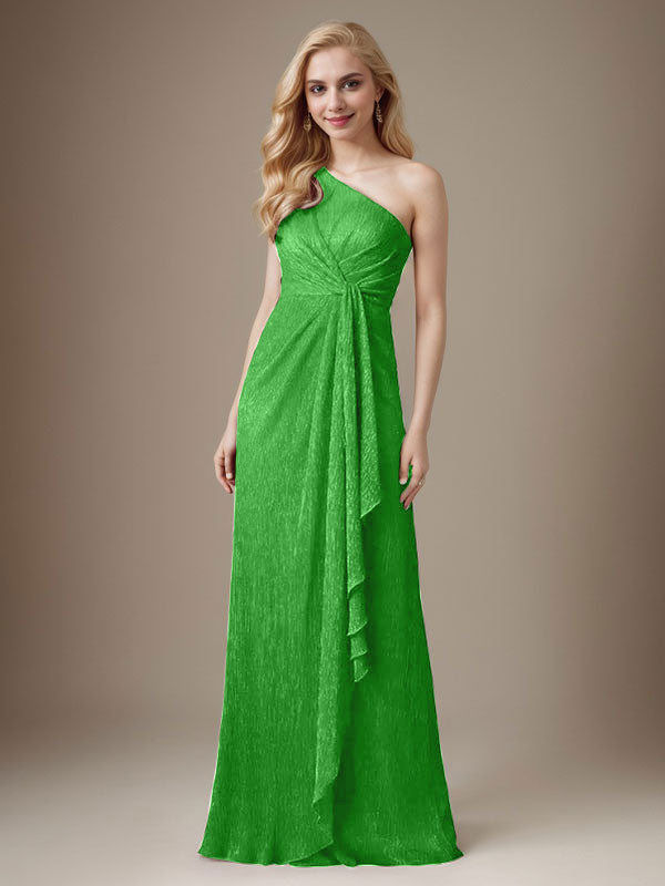 Vestido Ruby Sheath de malla metálica con un solo hombro para la madre de la novia