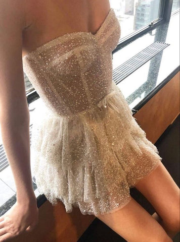 Vestido corto de fiesta con lentejuelas brillantes estilo corazón Y133