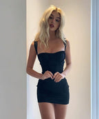 Robe moulante noire à bretelles, robe de soirée sexy Y131