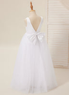 Elegante vestido de princesa de satén y tul para niña de las flores 