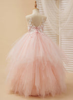 Vestido de baile/princesa de encaje y tul rosa hasta el suelo (2003226757)
