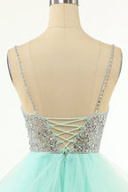 Robe courte de bal perlée