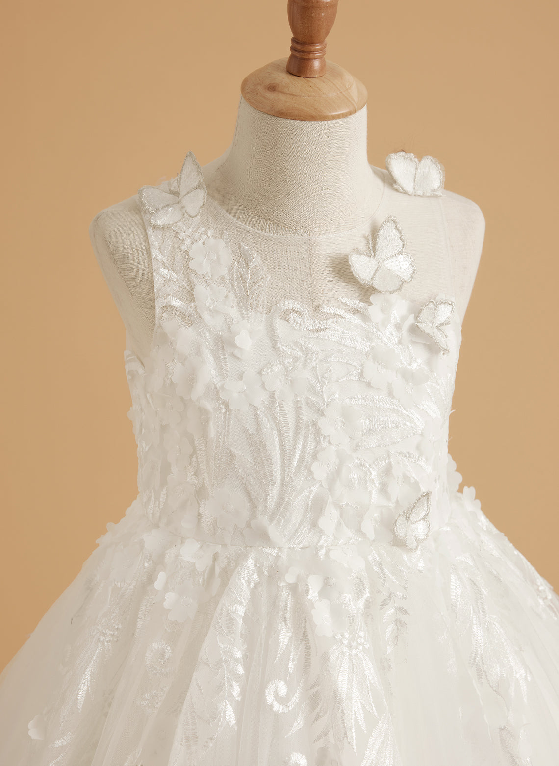 Vestido de princesa rosa para niñas con apliques de encaje 