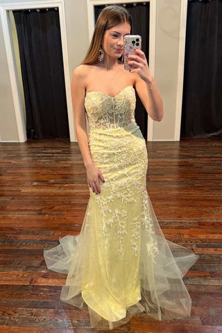 Vestido de fiesta de sirena con escote corazón, tul y encaje