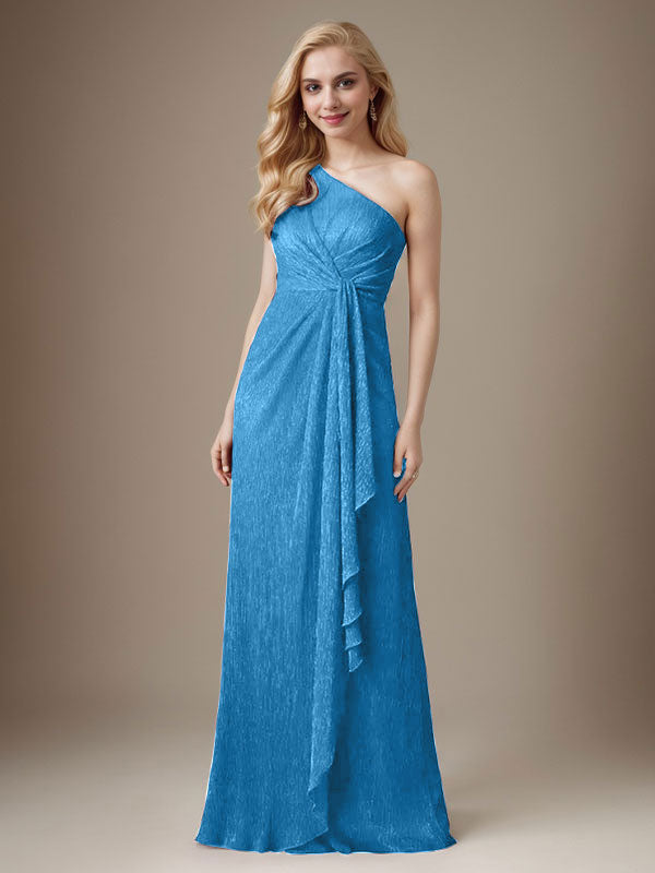 Vestido Ruby Sheath de malla metálica con un solo hombro para la madre de la novia