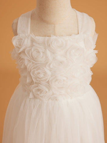 Vestido de bebé niña con lazo de tul y aplique floral en 3D de la colección Jardín Encantado 