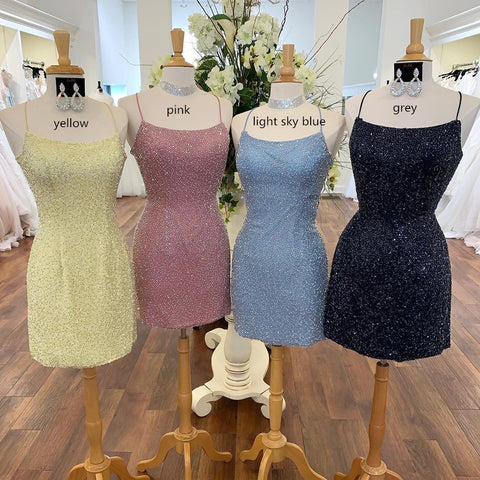 Bodycon Scoop Neck Beaded Satin Homecoming Dress