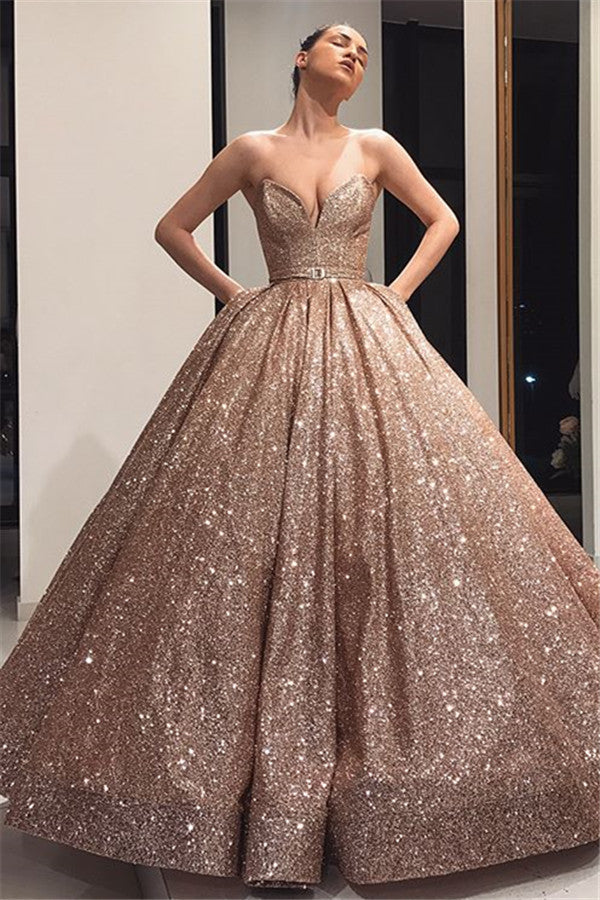 Vestido de baile de lentejuelas con escote corazón, vestido largo de fiesta de noche