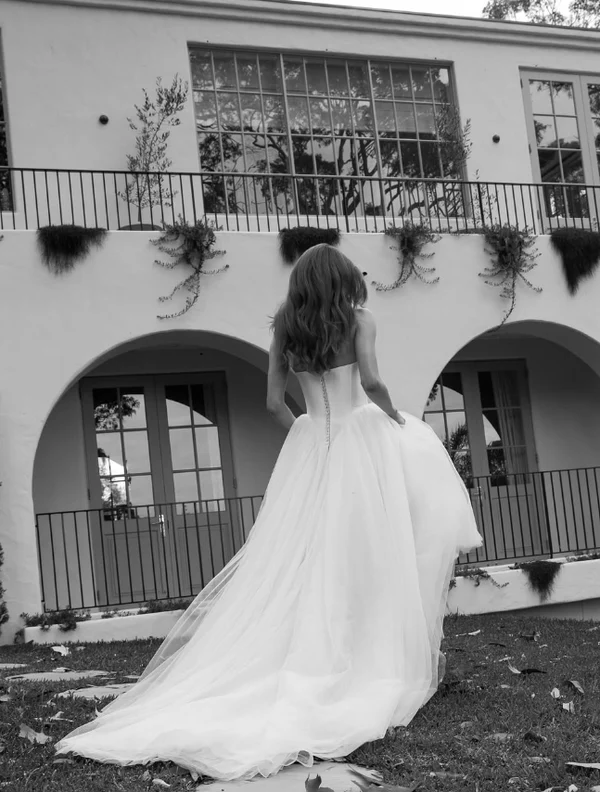 Vestido de fiesta de tul blanco romántico de corte A, vestido de novia formal Y8084